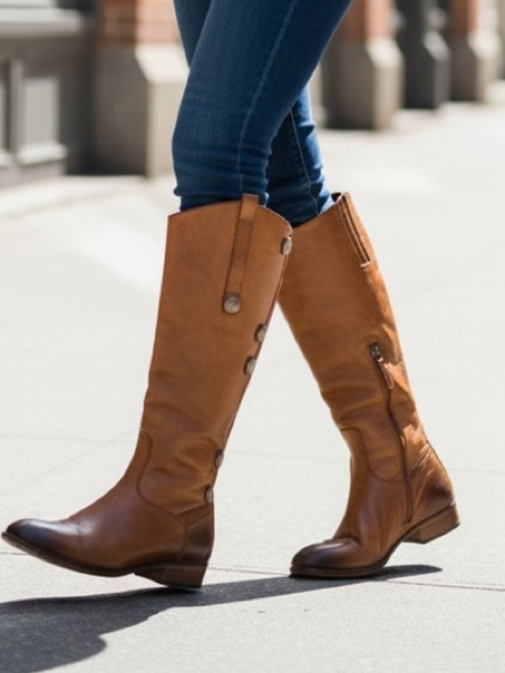 Arturo Chiang Faux Leather Brown Riding Moto Western Knee Boots Size 6.5